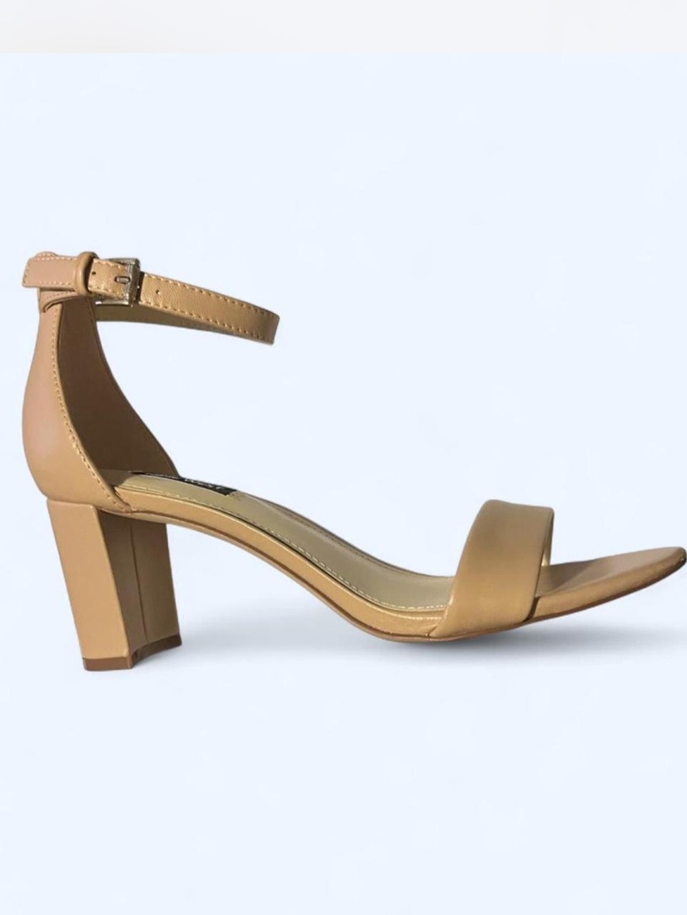 Nine West Tan Ankle-Strap Block Heel Sandal